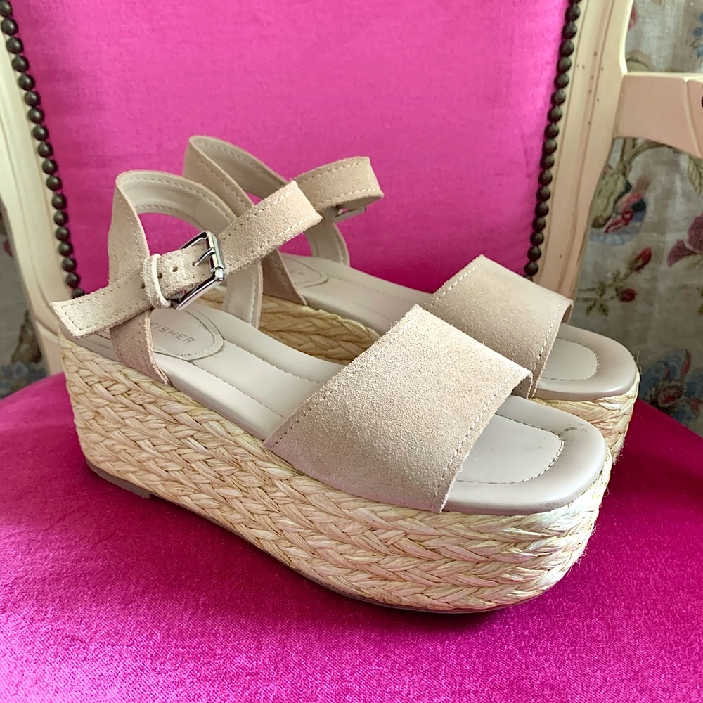 Marc Fisher Beige Espadrille Platform Sandals